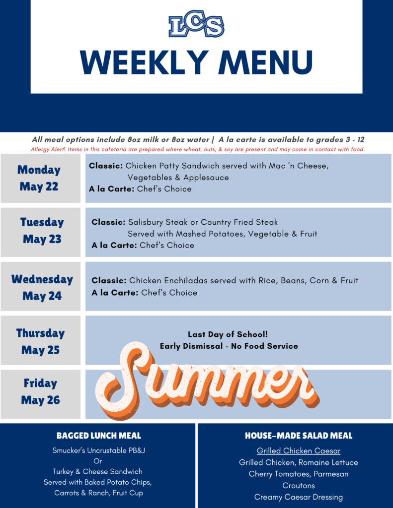 Lunch information & Menus Lakeland Christian School